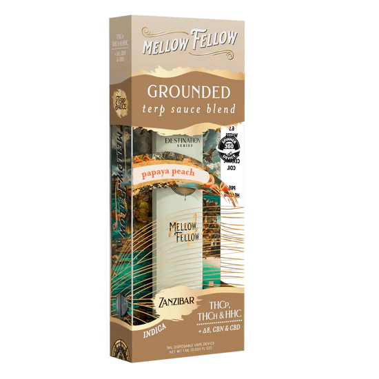 Mellow Fellow Grounded Blend - Terp Sauce 1ml Disposable Spinner Vape - Papaya Peach (Indica)