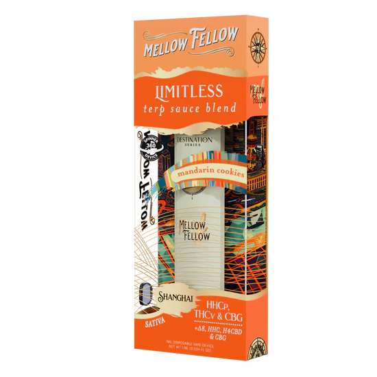 Mellow Fellow Limitless Blend - Terp Sauce 1ml Disposable Spinner Vape - Mandarin Cookies (Sativa)